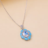 Silver Santorini sunset Turquoise Blue Luminous Pendant