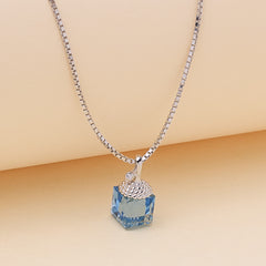 Silver Blue Lantern Crystal Pendant