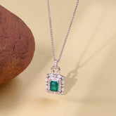 Silver Fiery Halo Green Pendant