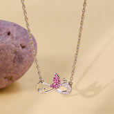 Necklace with a pink and silver pendant 925 silver pendant for women