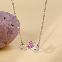 Necklace with a pink and silver pendant 925 silver pendant for women