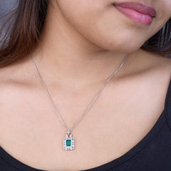 Silver Fiery Halo Green Pendant