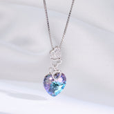 Silver Intertwined Hearts Mystic Crystal Necklace