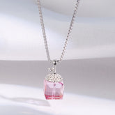 Pink 925 silver crystal pendent for women.