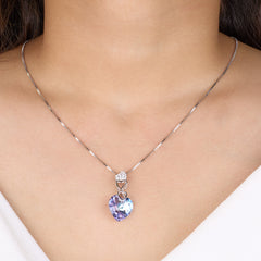 Silver Intertwined Hearts Mystic Crystal Necklace