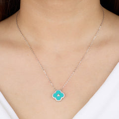 Silver Turquoise Clover Pendant