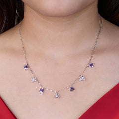 925 silver Necklace with star-shaped pendants worn by a person against a dark background