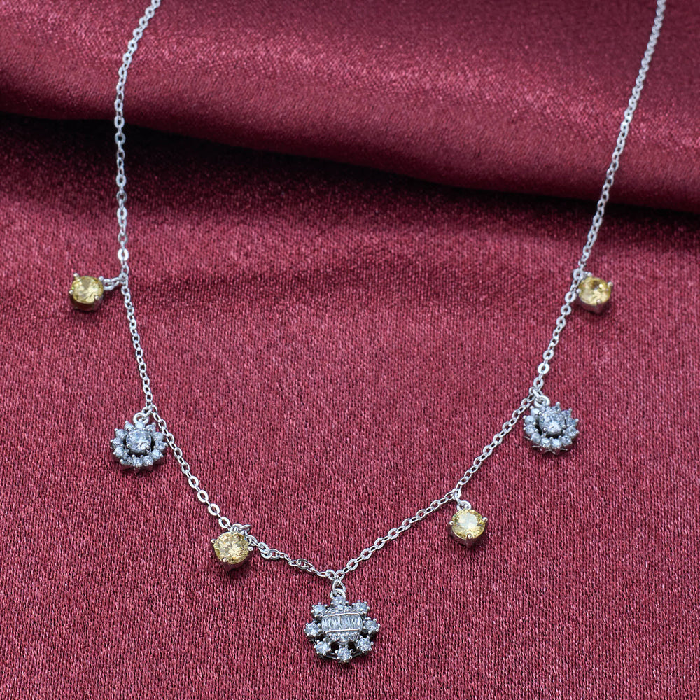 925 silver Yellow sapphire necklace for women.