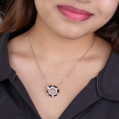 Silver Screw Detail Circle Pendant