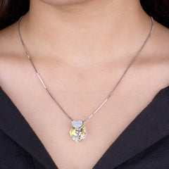 Necklace with a heart-shaped pendant worn by a person 925 silver pendant for women.