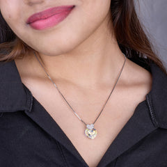 Silver Dual Heart Pave Pendant