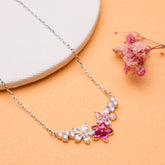 Silver Floral Charm Necklace Chain pendant