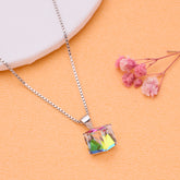 Multi color Clear 925 silver crystal pendent for women.
