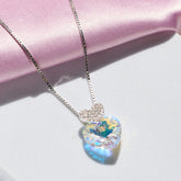white crystal heart 925 silver pendant for women.