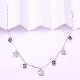 925 silver Necklace with purple gemstones on a white background