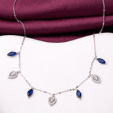 925 Silver Blue sapphire necklace for women.