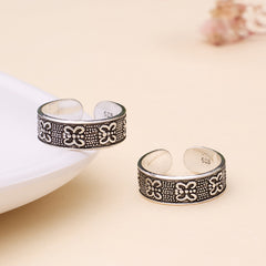 Silver Butterfly Oxidised Toe ring