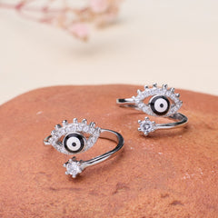 Silver Classic Evil Eye Shield Toe Ring for Her