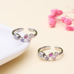Silver Cluster Multi Stone Toe Ring