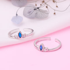 Silver Blue crown Toe ring