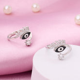 Silver CZ Eyelash Toe Ring For Her