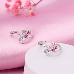 Silver Colourful Blossom Toe Ring