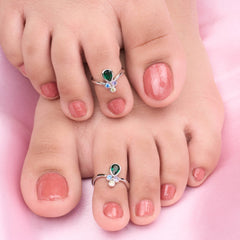 Silver Green Vibrant Toe Ring