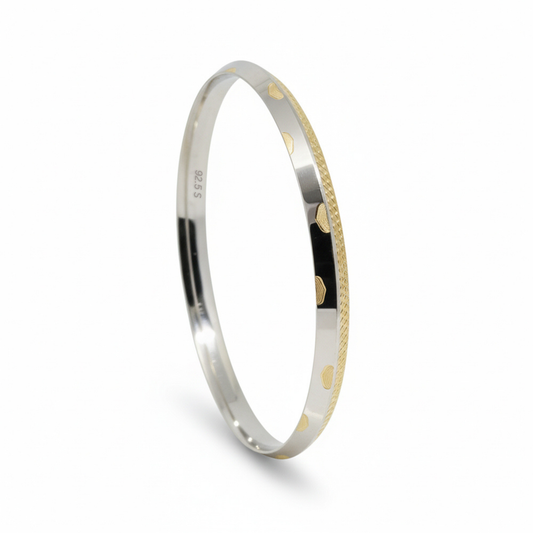 Silver Premium Gold textured Unisex Bracelet / Kada