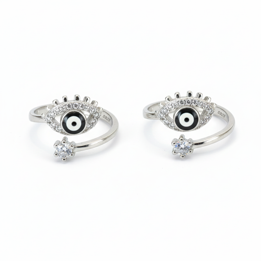 Silver Classic Evil Eye Shield Toe Ring for Her