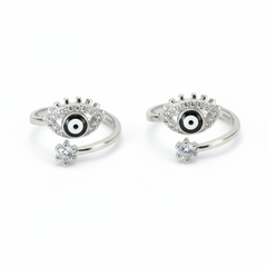 Silver Classic Evil Eye Shield Toe Ring for Her