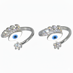 Silver Blue Evil Eye Protection Toe Ring