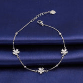 Silver Sparkling Snow Flake Charm Bracelet