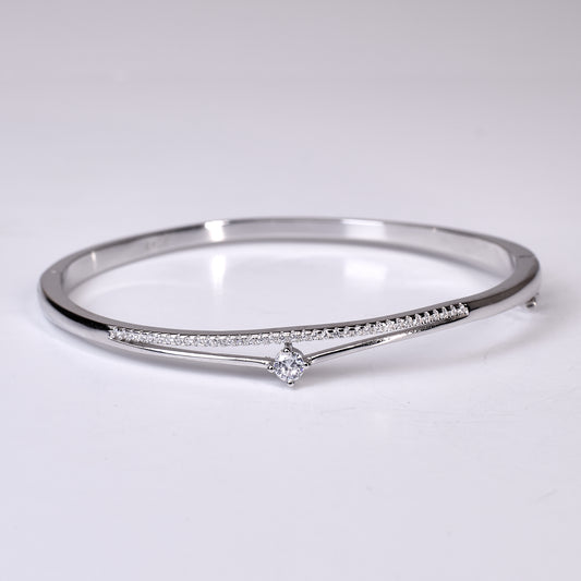 Silver Signature Halo Diamond Bracelet For Her
