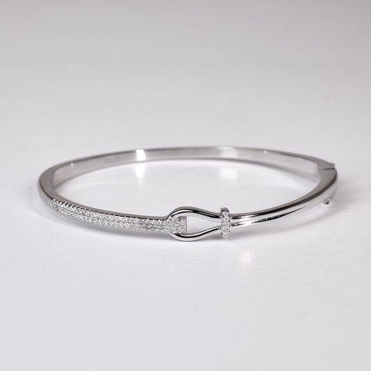 Silver Chic Pave Nautical Hook Bracelet For Her