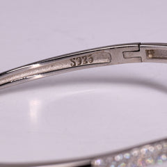 Silver Elegant V-shaped CZ Diamond studded Statement Bracelet