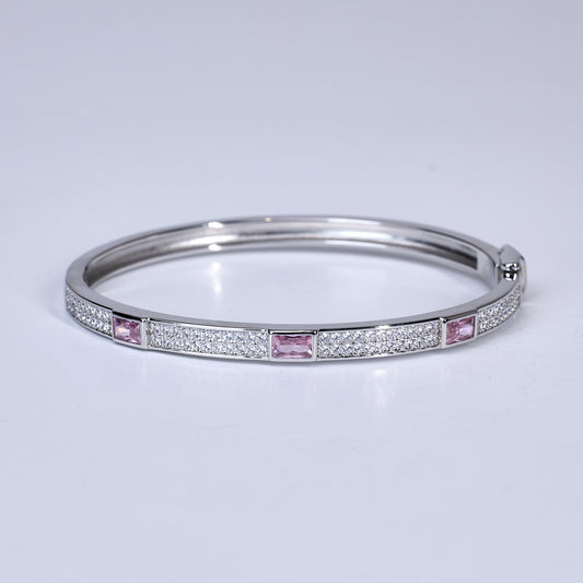 Silver Pink Glaze stones Fine Bracelet for her