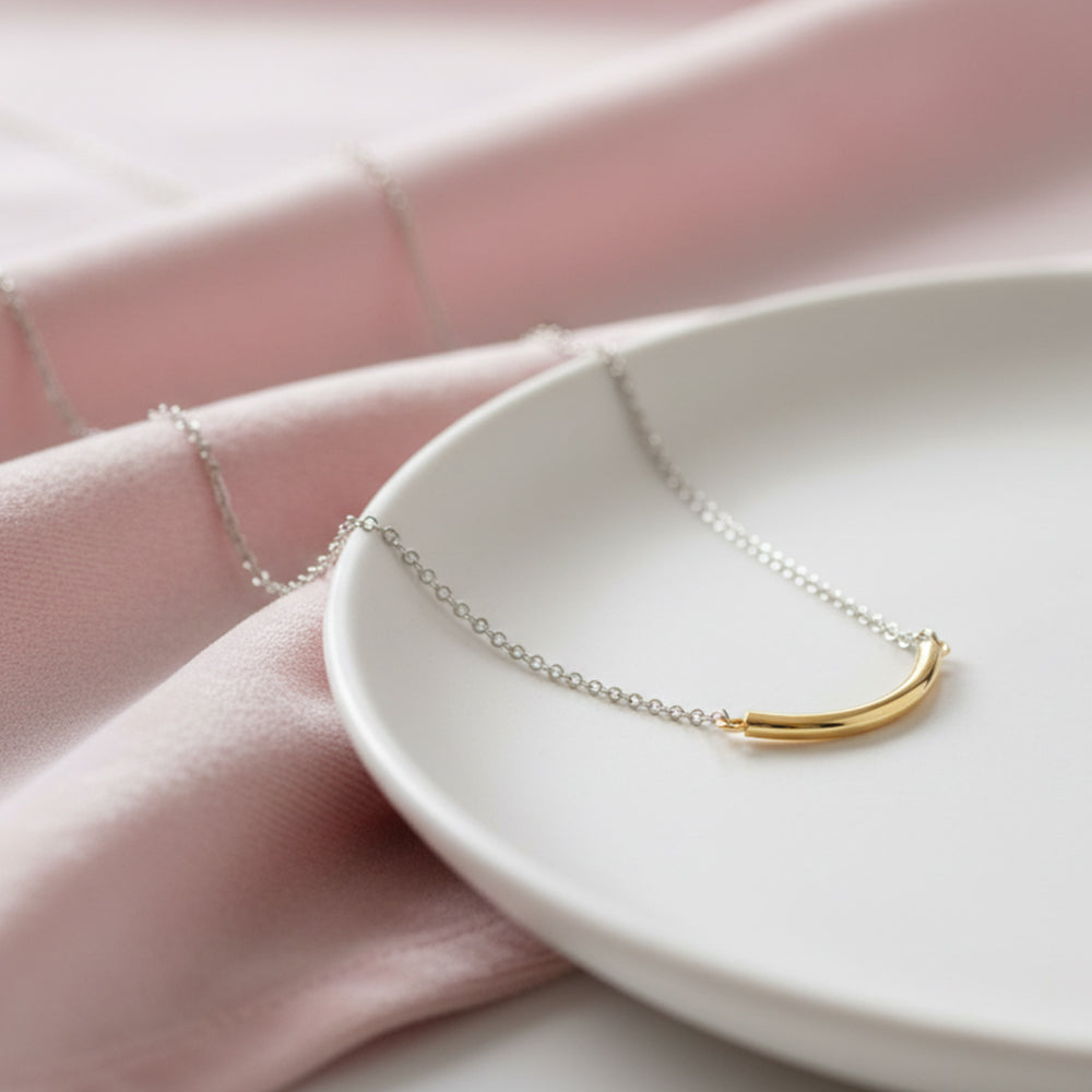 Silver Golden Arc Chain pendant