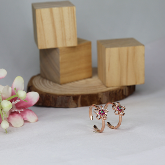 Rose Gold Bloom Flower Toe Ring