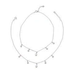 Silver pearl diamond charms Anklets for her