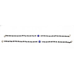 Silver Black beads Evil eye Anklets For her