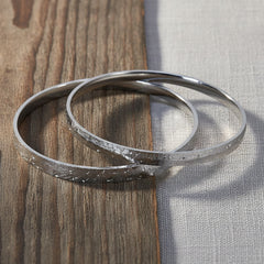 Silver Evergreen Hammered Textured Baby Bangles ( For 2-4 Years )