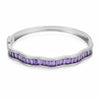 Silver Amethyst Purple Baguette Cut Zirconia Bracelet