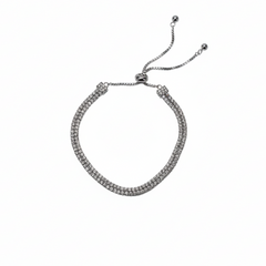 Silver Dual Row Crystal Chain Bracelet