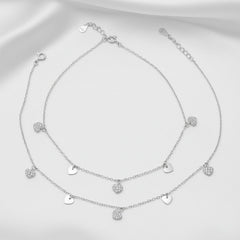 Silver Dazzling Pave Heart charm Anklet for her