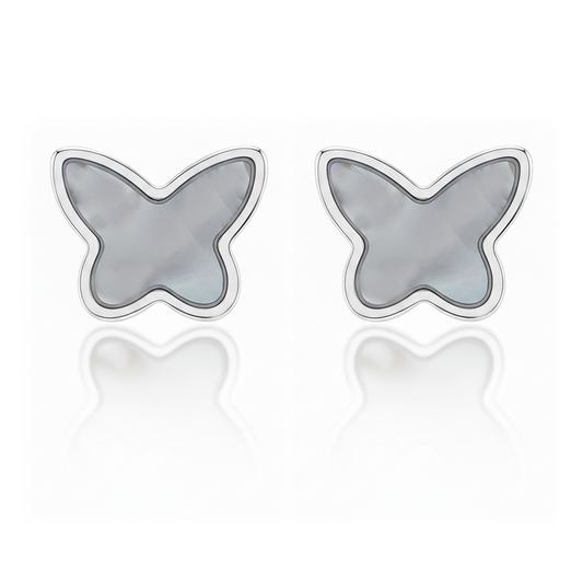 Silver Black Mother of Pearl Studs