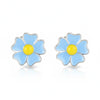 Silver Sky Blue Forget-Me-Not Stud Earrings