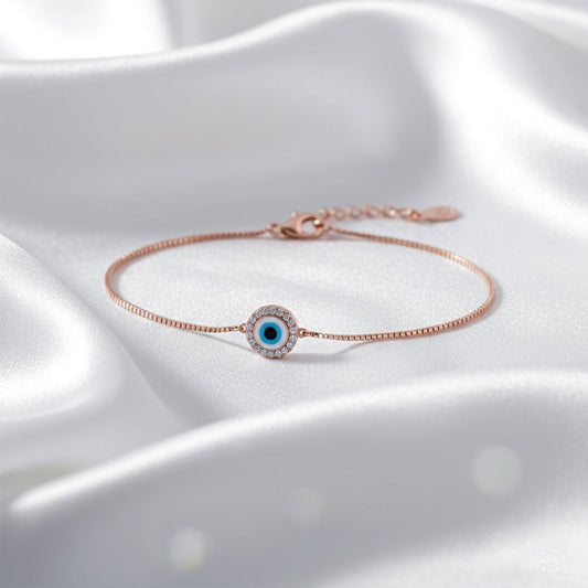 Rose Gold Elegant Evil Eye Sterling Bracelet For Her