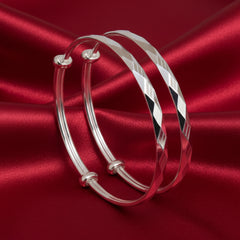 Silver 999 Premium cut Rainbow effect lines Baby Bracelet