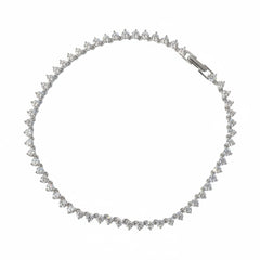 Silver Classic tennis Anklet with CZ Solitaire Diamonds
