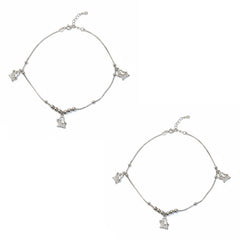 Silver Adorable Puppy charm Anklet